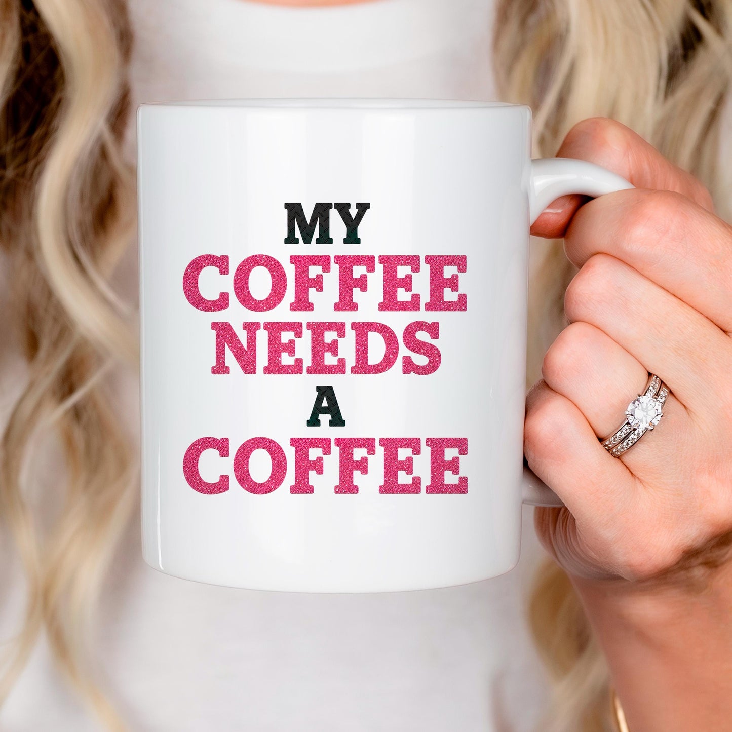 Funny Coffee Mug | Coffee Addict Gift - Glitter Style Ceramic Cup, Dishwasher Safe Joyful Moose