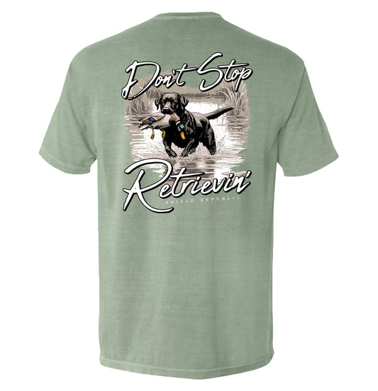 Don't Stop Retrievin' Black Lab Shield Republic