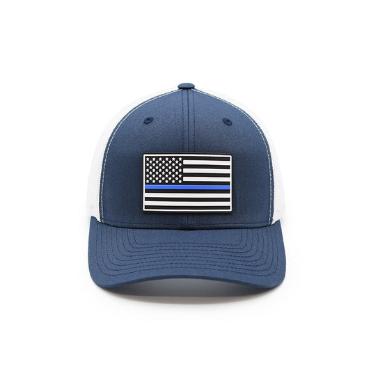 Thin Blue Line Flag PVC Patch Hat Shield Republic