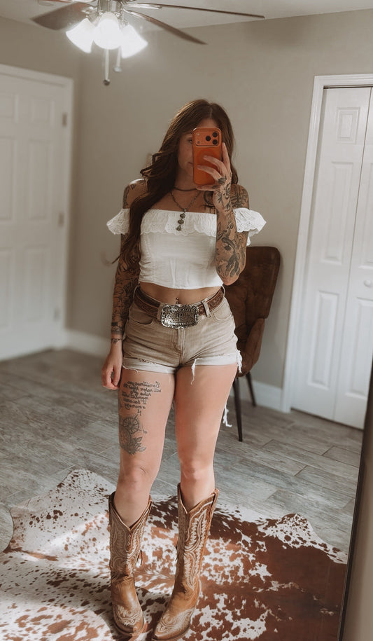 Liv Lace Trim Crop Top Wild Cactus Boutique