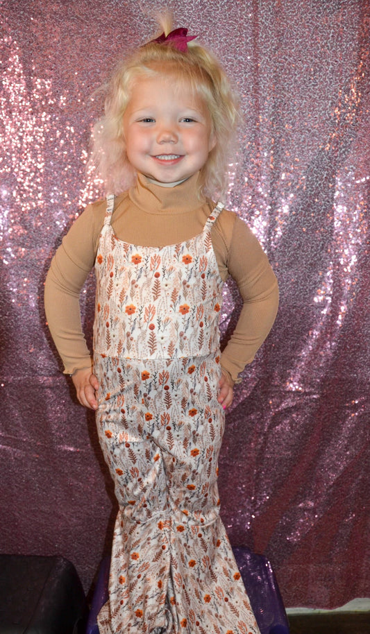 Fall Floral Jumpsuit with light Brown Turtle Neck Thread & Co. Boutique, LLC