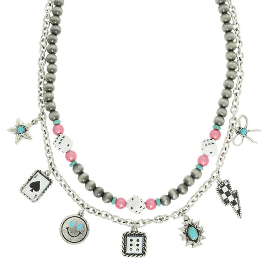 Western Gambling Multi-Charm Necklace Wild Cactus Boutique