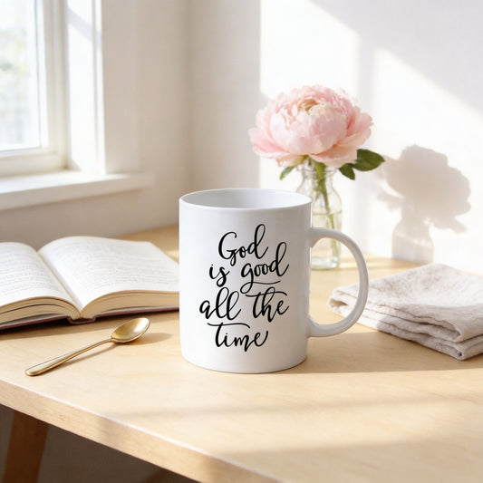 Christian Coffee Mug – God Is Good Mug | Bible Verse Ceramic Cup, Dishwasher Safe Joyful Moose