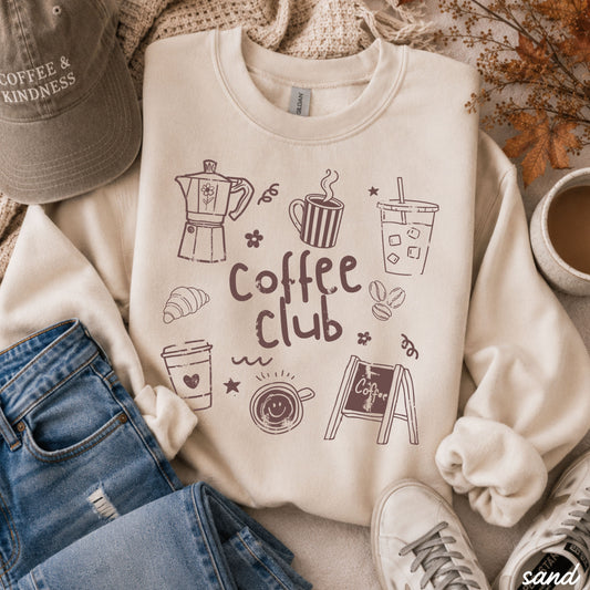 Coffee Club Doodle Sweatshirt *10 Colors (S-3X) Chloe Vs Tank The Boutique