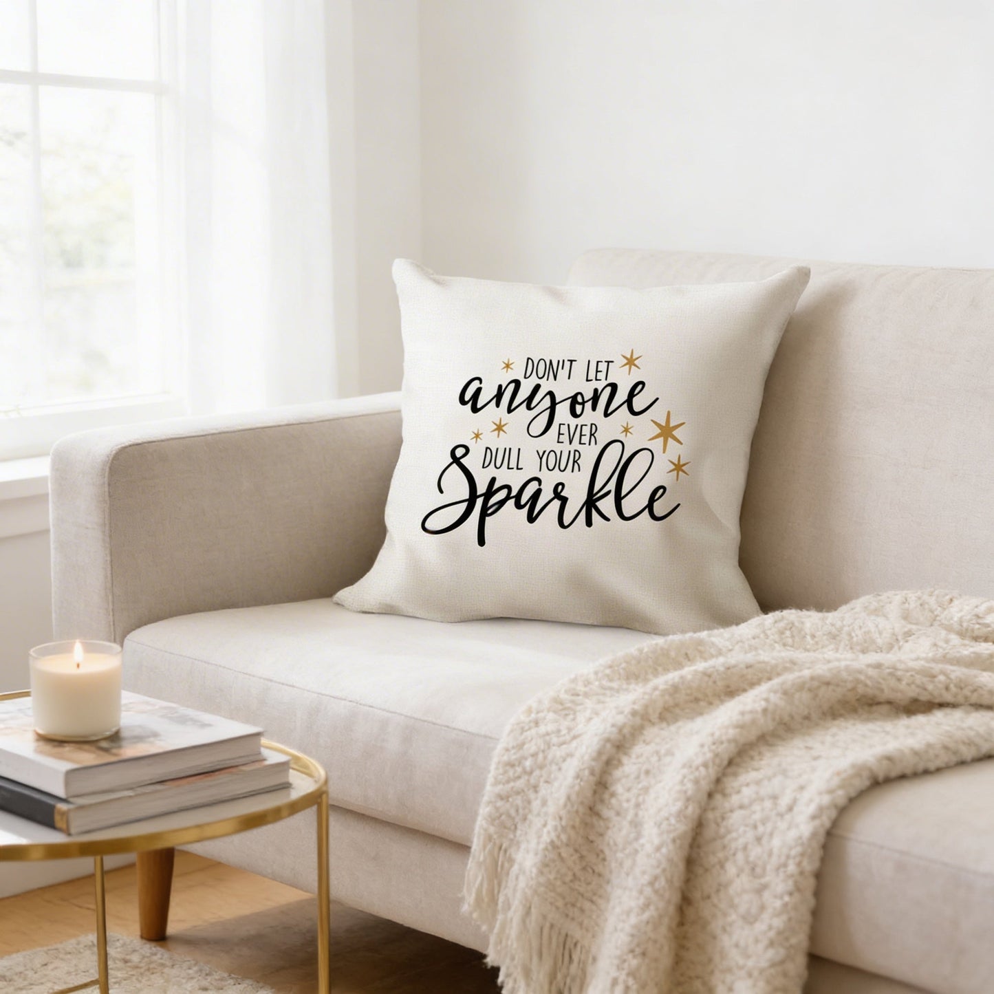 Throw Pillow Gift - Motivational Pillow Cover With Black & Gold Quote, Twill Canvas Joyful Moose
