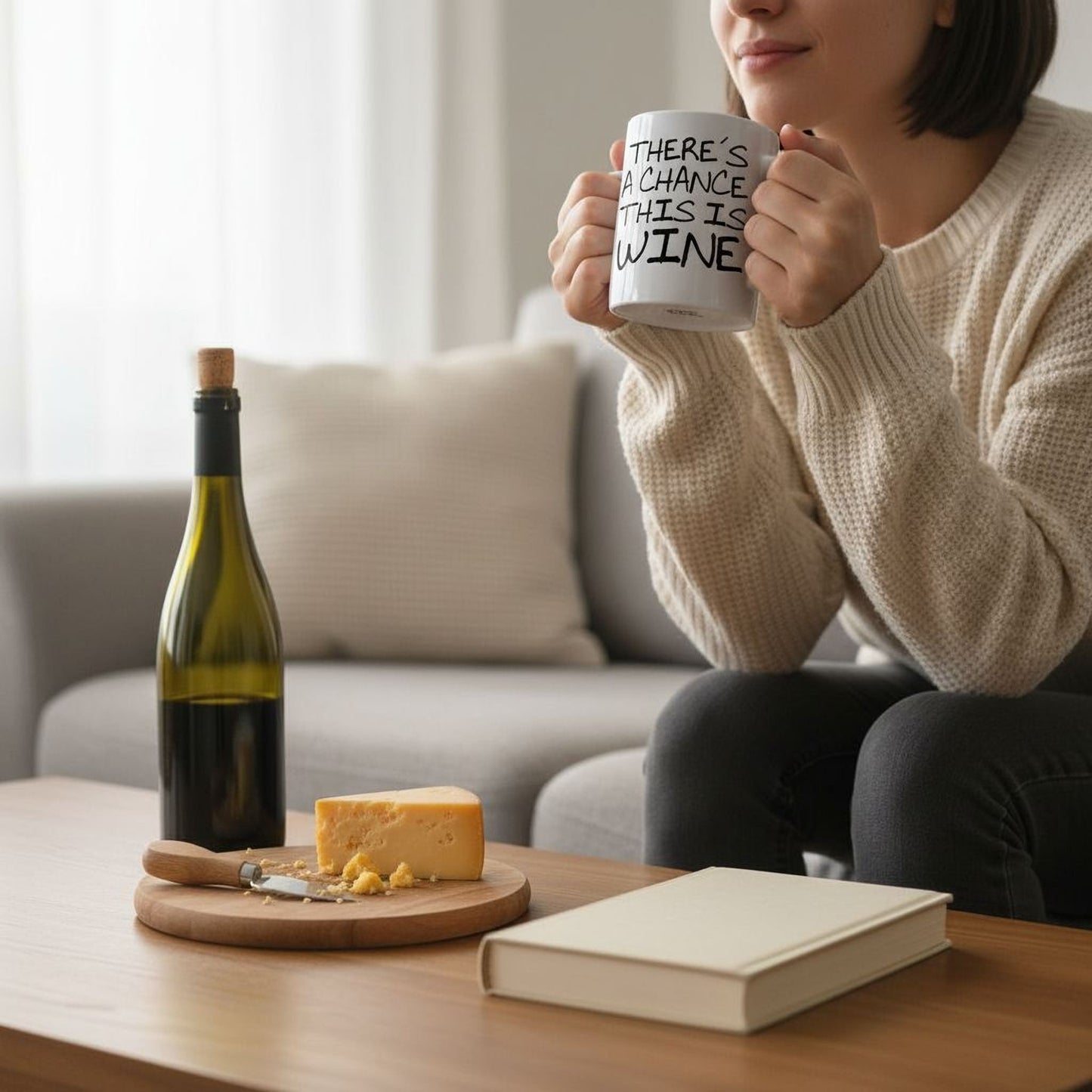 Funny Wine Gift - Funny Saying Coffee Mug - There's A Chance This Is Wine Joyful Moose