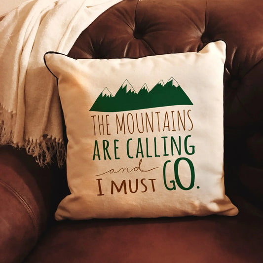 Mountains are Calling Pillow Cover - Lodge Cabin home decor Joyful Moose