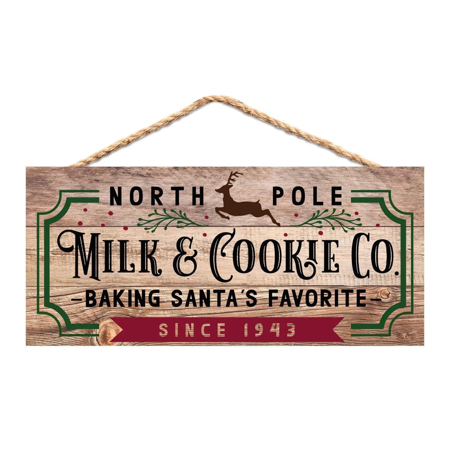 christmas decor - North Pole Milk & Cookie Co wood sign - rustic kitchen sign Joyful Moose