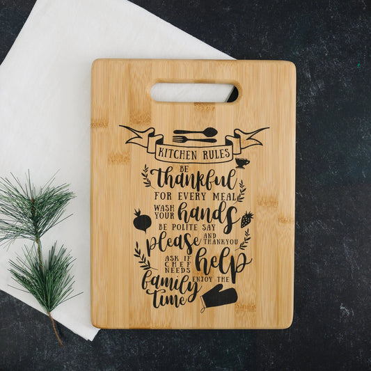 Kitchen Rules Cutting Board, gift for her, Personalized Kitchen Decor, Gift for cook, gift for mom, gift for wife Joyful Moose