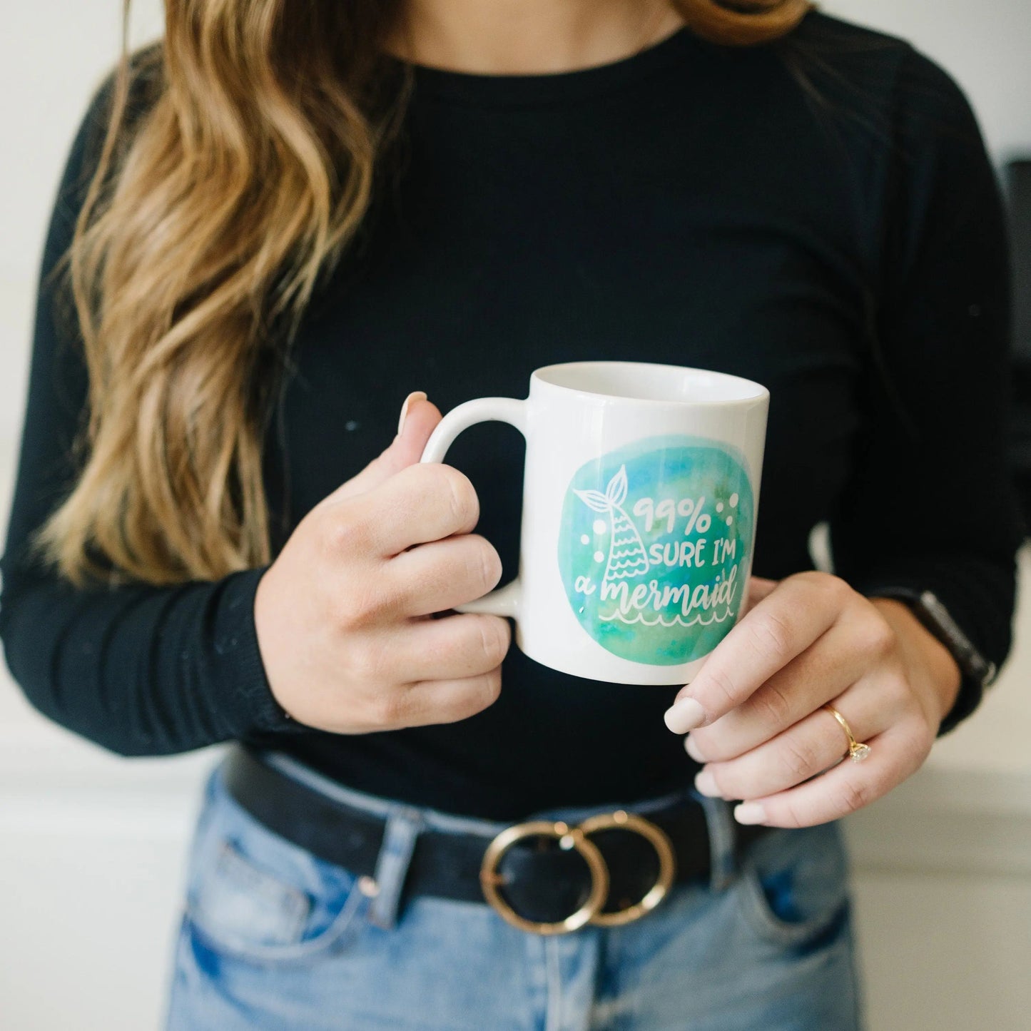 Mermaid Mug, Watercolor Coffee Mug, Beach Ocean 99% sure I'm a mermaid gift for her Joyful Moose