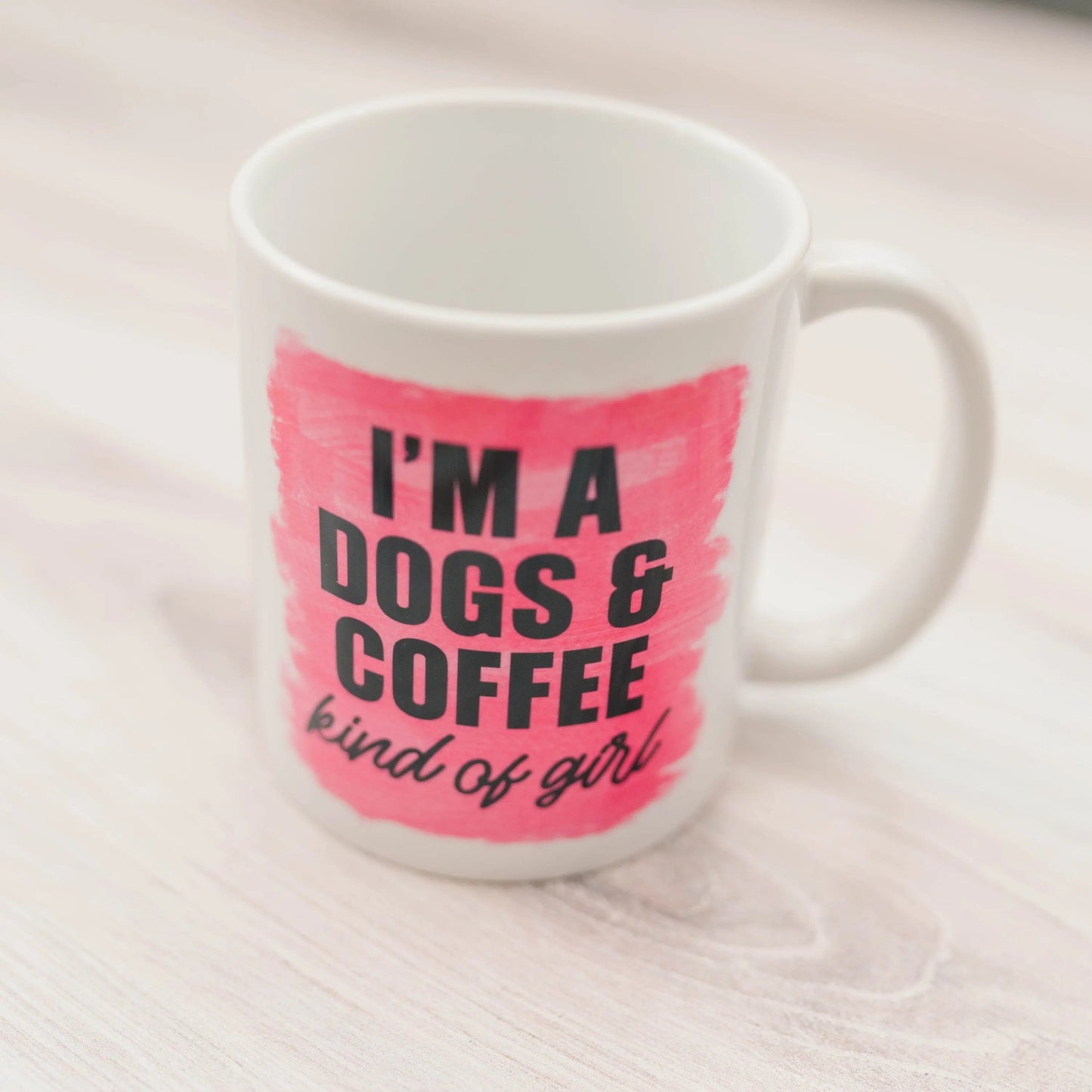 Dog Mom Coffee Mug, dog lover gift, dog owner gift, Pink Mug I'm a dogs & coffee kind of girl Joyful Moose