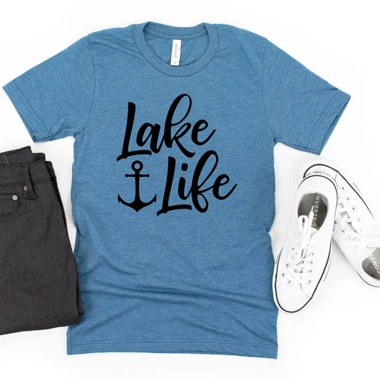 Lake Life Tshirt with Anchor, family vacation shirt, lake gifts, summer shirt, fishing shirt, Lake House Gifts, matching shirts for the lake Joyful Moose