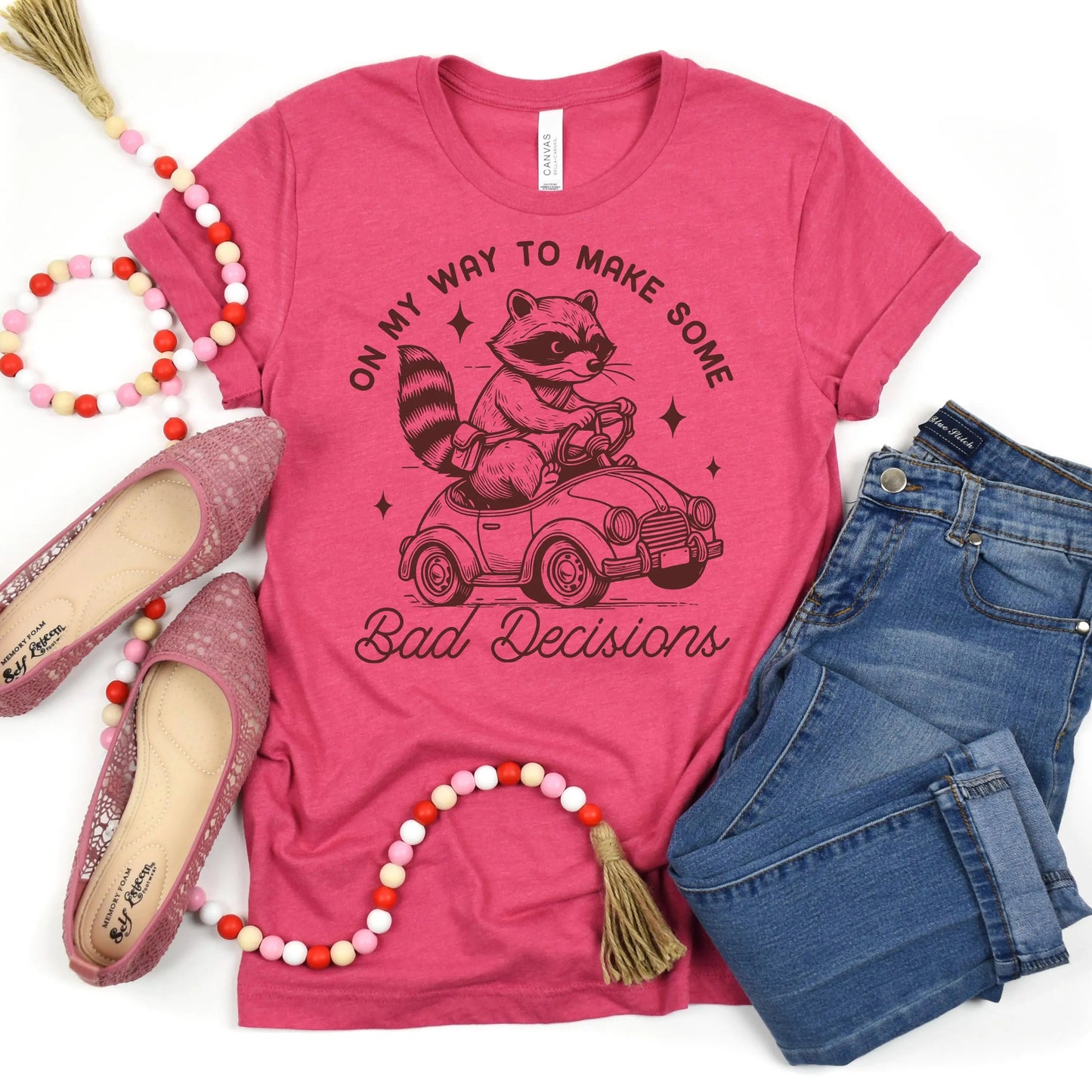 Funny Racoon Shirt - On My Way to Make Bad Decisions - Bella Canvas Graphic Tee - Trendy Racoon Shirt Joyful Moose