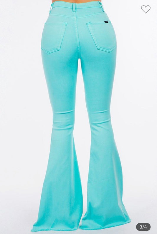 Tayah's Bell Bottoms In Teal Wild Cactus Boutique