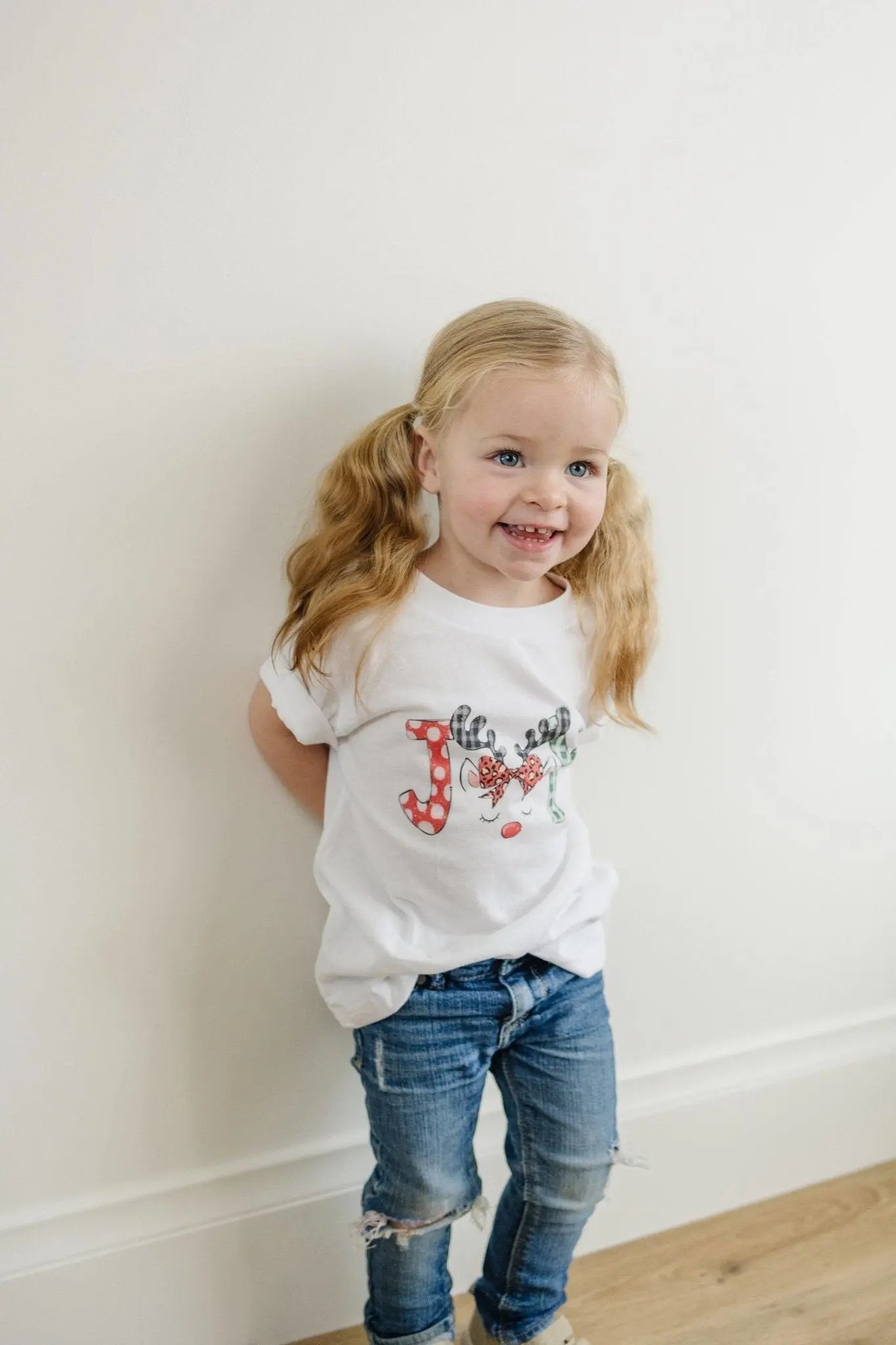 Kids Christmas Shirts, cute unicorn style reindeer Joy christmas shirt kids, girls christmas tshirt Joyful Moose
