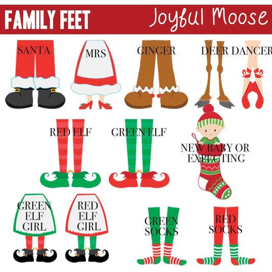 Personalized Family Christmas Ornament - Family Christmas Gift Ideas Black Friday - Elf Feet Customized Christmas Oval Ornament Joyful Moose