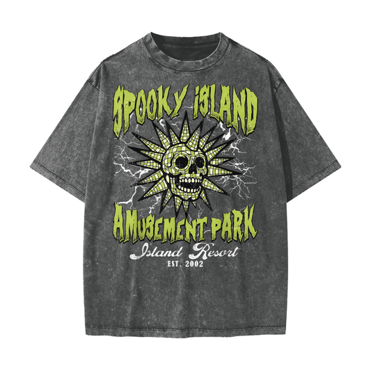 Spooky Island Amusement Park Snow Washed T-Shirt Goth Cloth Co.