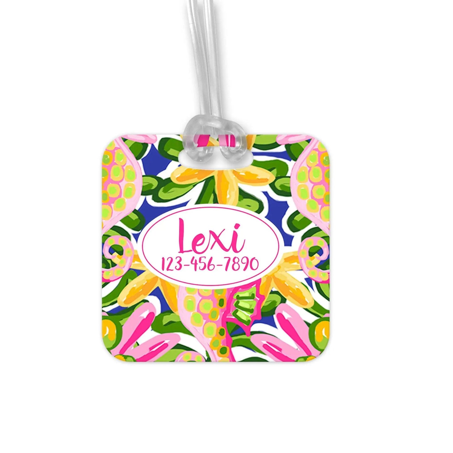 Tropical Luggage Tag - Cute Preppy Bright Islands - Beach Vacay - Name ID Tag - Spring Break Bag Tag ID Joyful Moose