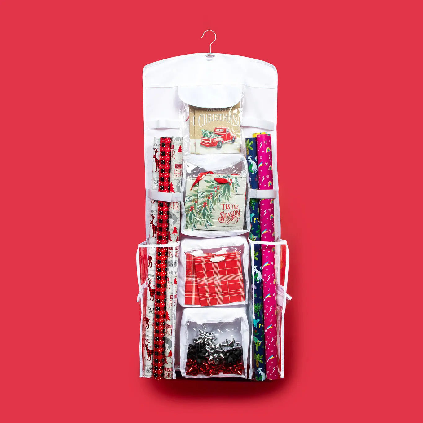 Gift Wrap Storage Organizer Wrapping Paper Holder Christmas Gift Bag Hanging Container Joyful Moose