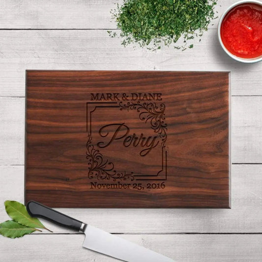 Personalized Engraved Maple or Walnut Cutting Board - Unique Wedding Gift Ideas Joyful Moose