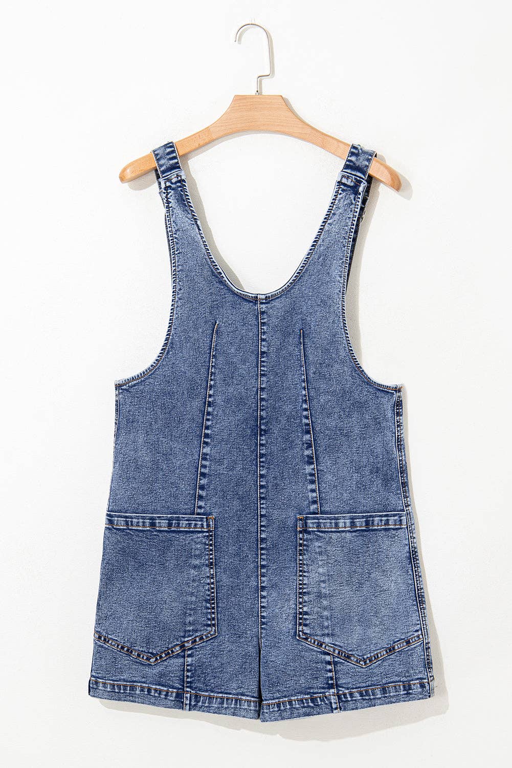 Denim Sleeveless Patched Pocket Romper Thread & Co. Boutique, LLC
