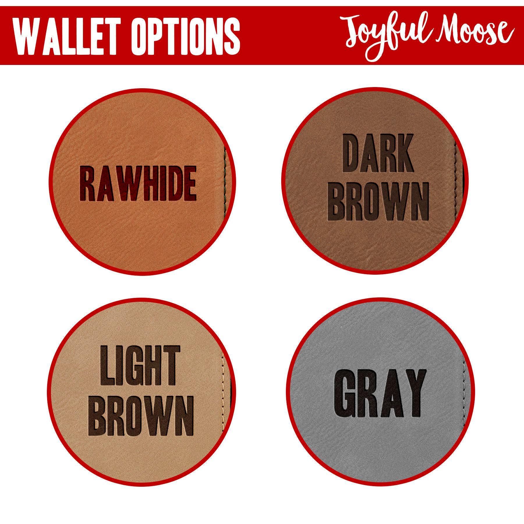 Engraved Wallet For Dad – Brown Leather Slim Bifold Wallet With Card Slots Joyful Moose