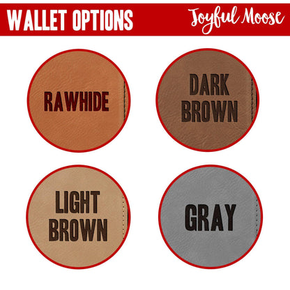 Engraved Wallet For Dad – Brown Leather Slim Bifold Wallet With Card Slots Joyful Moose