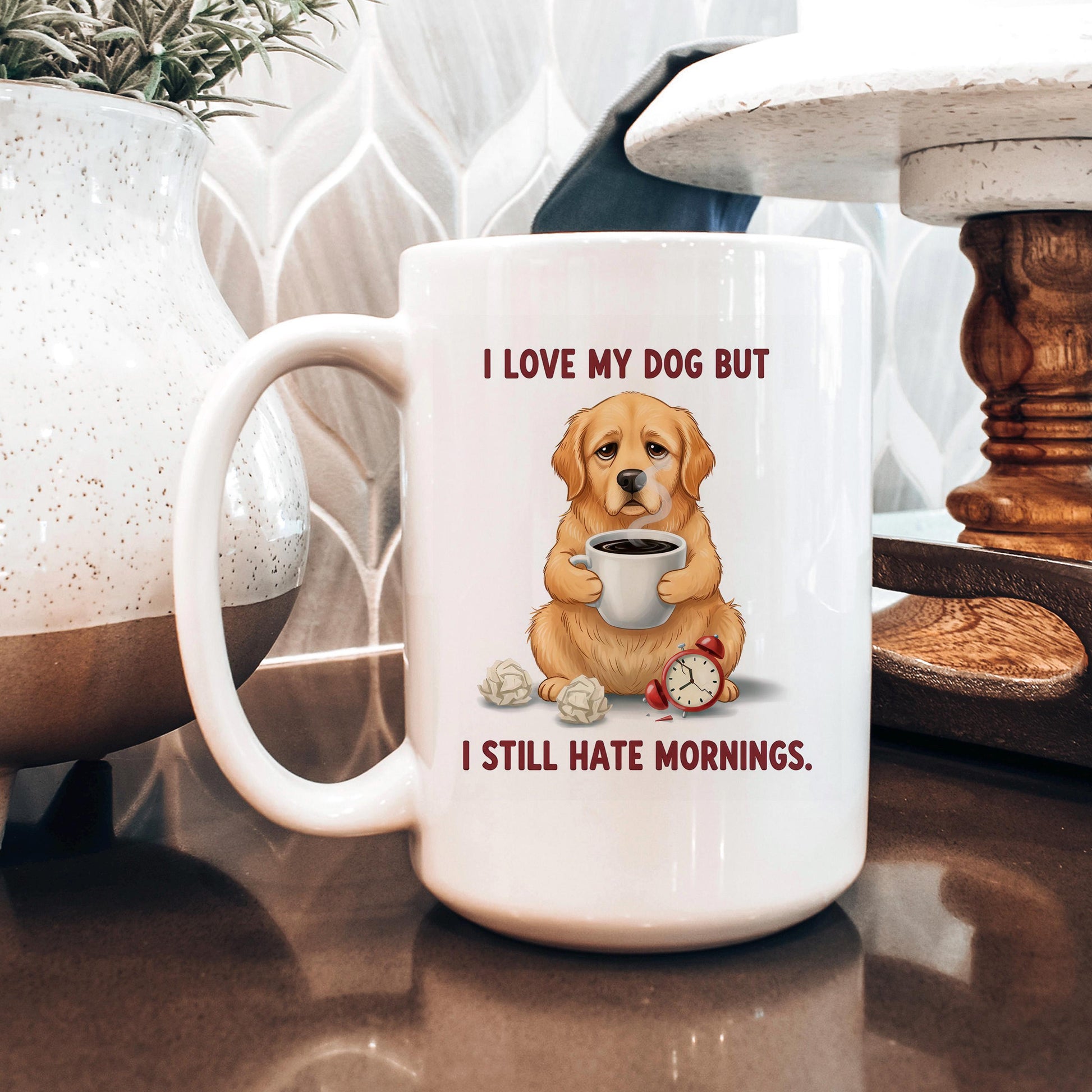 Funny Dog Lover Mug - Dishwasher Safe Ceramic Mug | Pet Lover Coffee Cup, Morning Humor Joyful Moose
