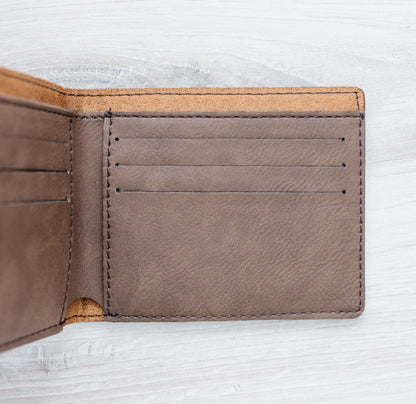 Engraved Wallet For Dad – Brown Leather Slim Bifold Wallet With Card Slots Joyful Moose