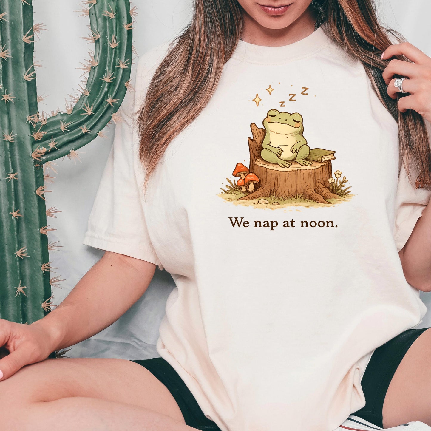 Whimsical Frog Shirt – Cute Frog Shirt With We Nap At Noon Tee, Cozy Cotton Joyful Moose