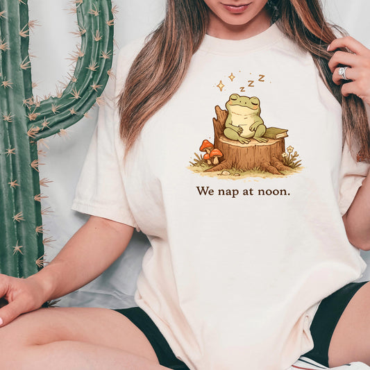 Whimsical Frog Shirt – Cute Frog Shirt With We Nap At Noon Tee, Cozy Cotton Joyful Moose