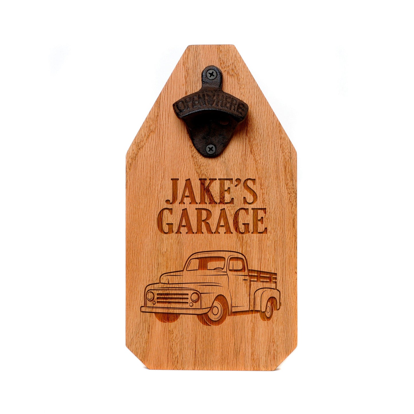 Personalized Garage Sign - Rustic Wood Truck Decor with Bottle Opener, Custom Gift Joyful Moose
