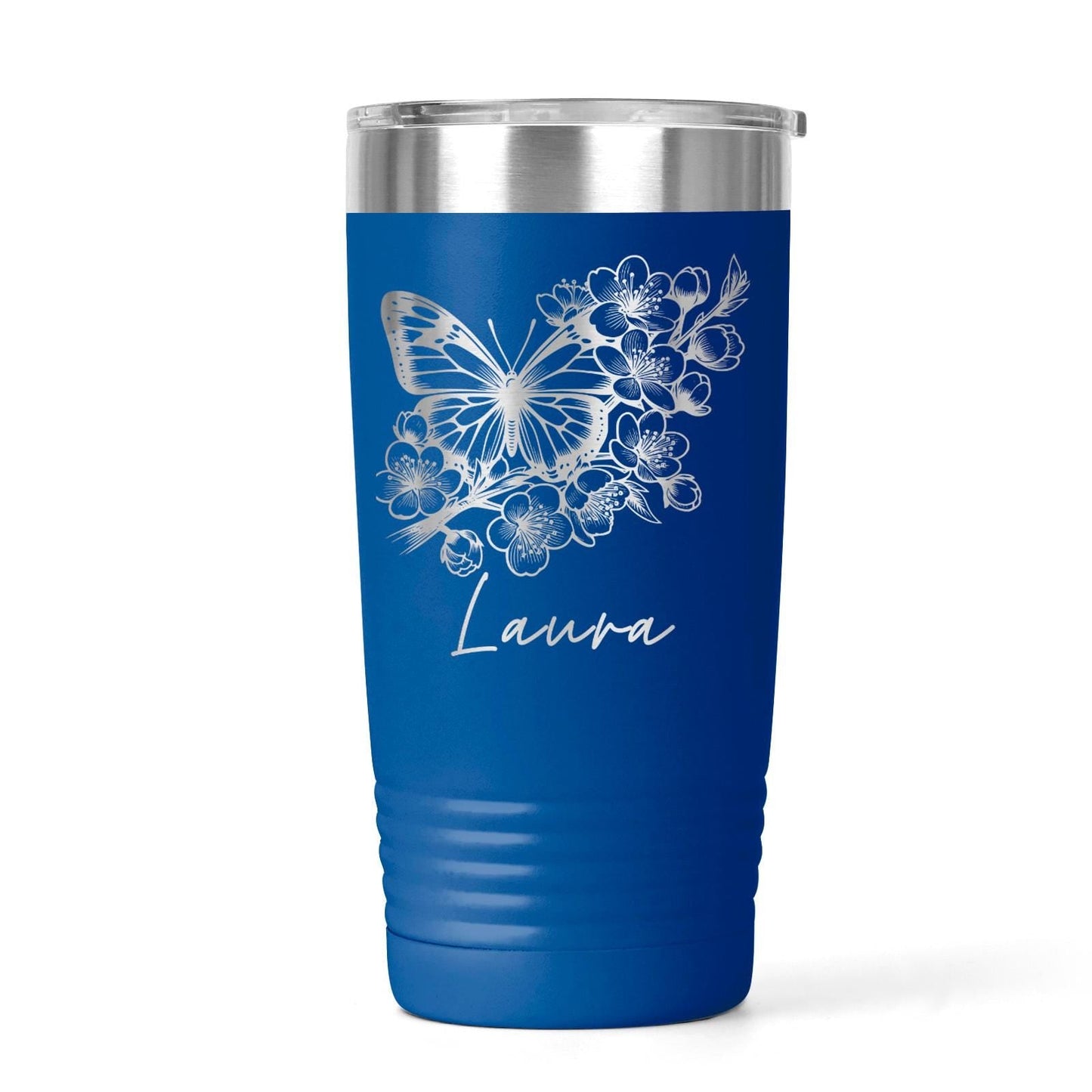 Personalized Butterfly Tumbler - Custom Insulated 20 oz Stainless Steel Mug Joyful Moose