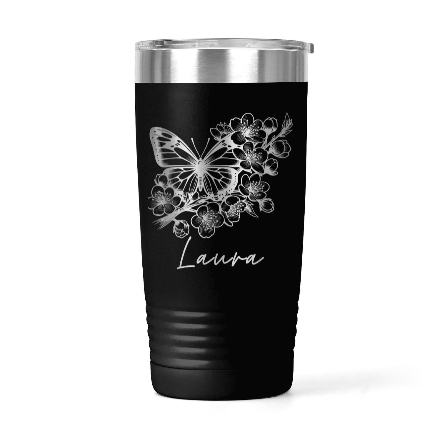 Personalized Butterfly Tumbler - Custom Insulated 20 oz Stainless Steel Mug Joyful Moose