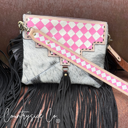 Western Dream Checkered Cowhide Purse Wild Cactus Boutique