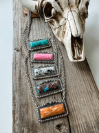 Western Semi Stone Bar Necklace - with Rhinestone edge Wild Cactus Boutique