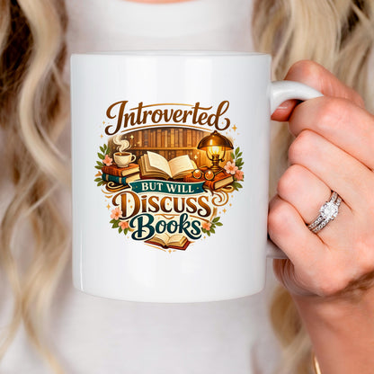 Introverted Book Lover Mug – Colorful Ceramic Coffee Cup with Witty Quote Joyful Moose