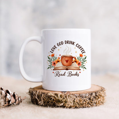 Christian Coffee Mug – Inspirational Faith Based Gift | Book Lover Floral Cup Joyful Moose
