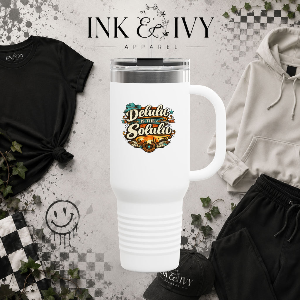 40oz Insulated Travel Mug – 'Delulu in the Solulu' Printify