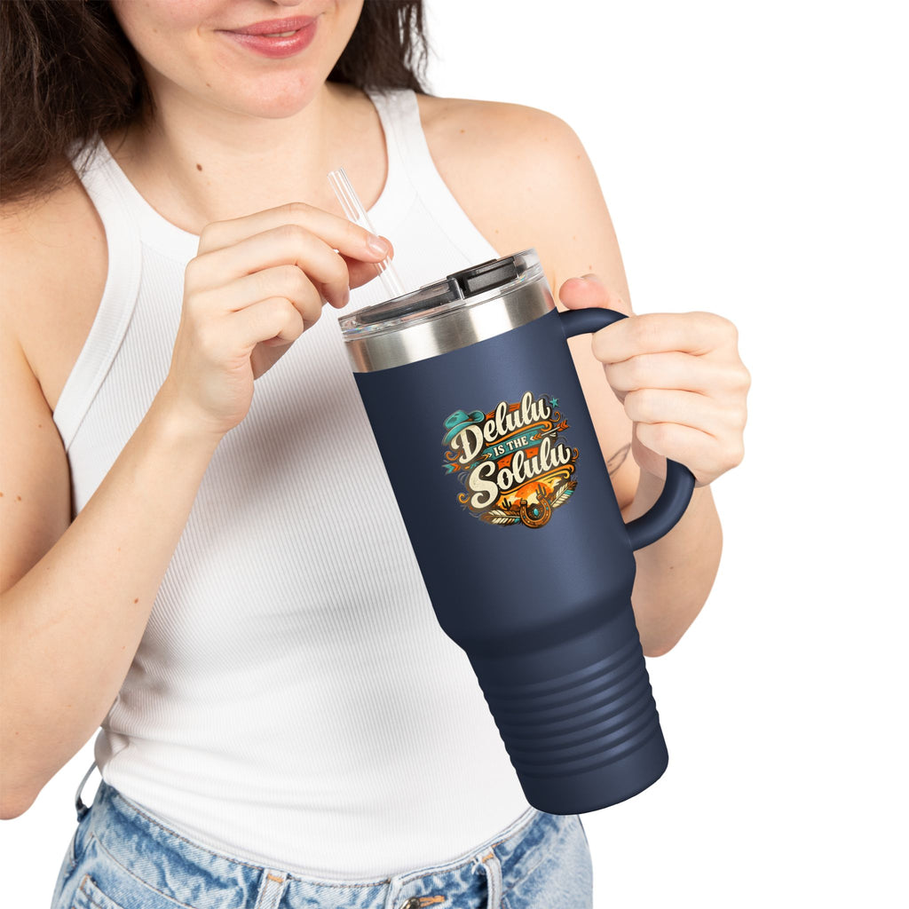 40oz Insulated Travel Mug – 'Delulu in the Solulu' Printify