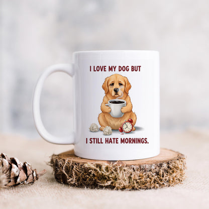 Funny Dog Lover Mug - Dishwasher Safe Ceramic Mug | Pet Lover Coffee Cup, Morning Humor Joyful Moose