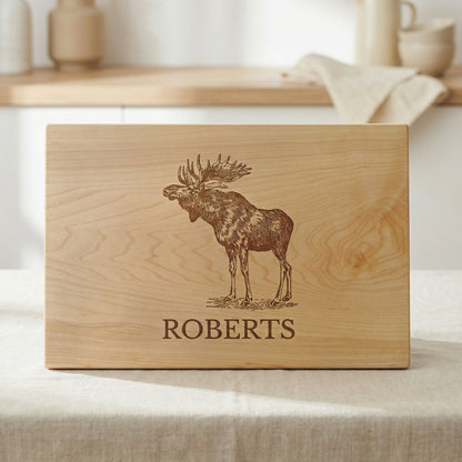 Moose Cutting Board Walnut or Maple Joyful Moose
