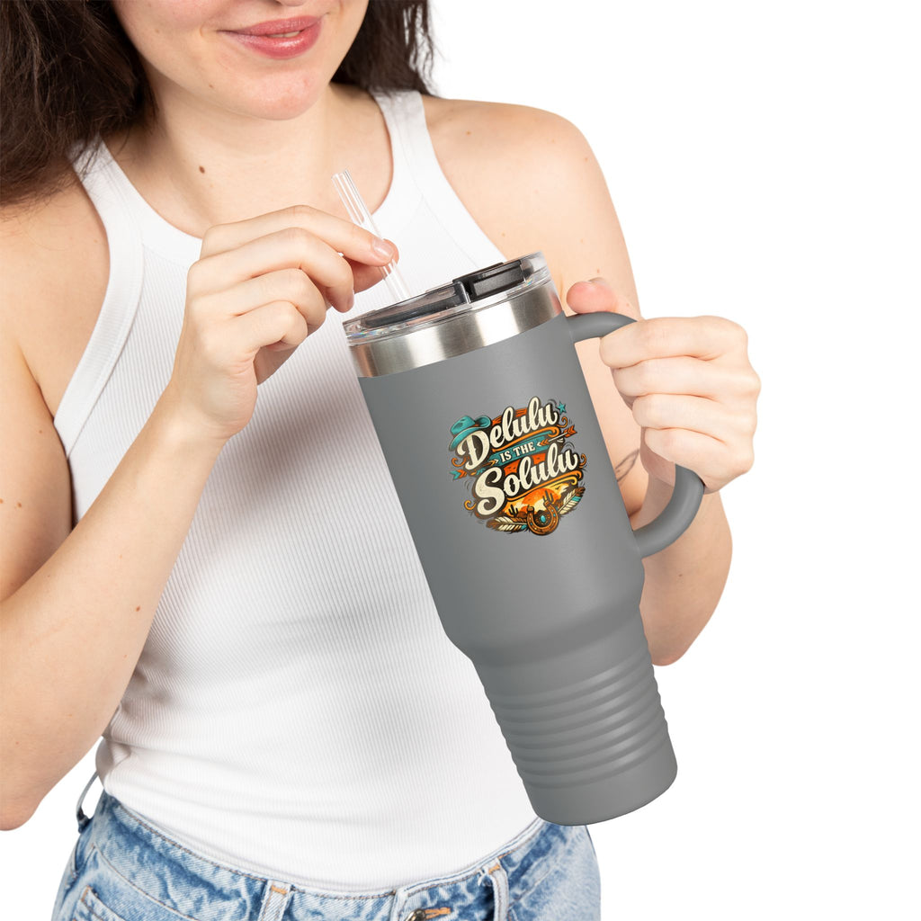 40oz Insulated Travel Mug – 'Delulu in the Solulu' Printify