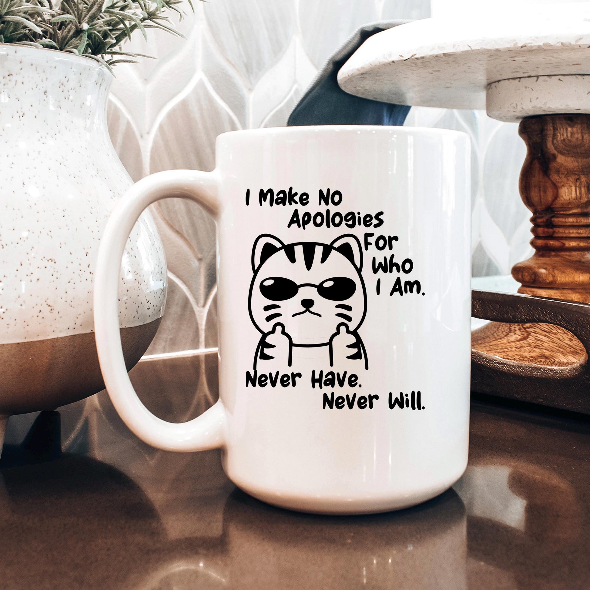 Funny Cat Coffee Mug – Ceramic 11 oz Microwave Safe Sassy Quote Mug Joyful Moose