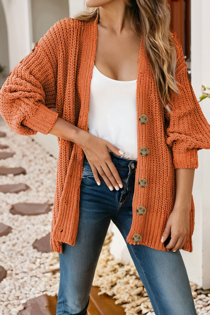 Button Front V Neck Chunky Cardigan Thread & Co. Boutique, LLC