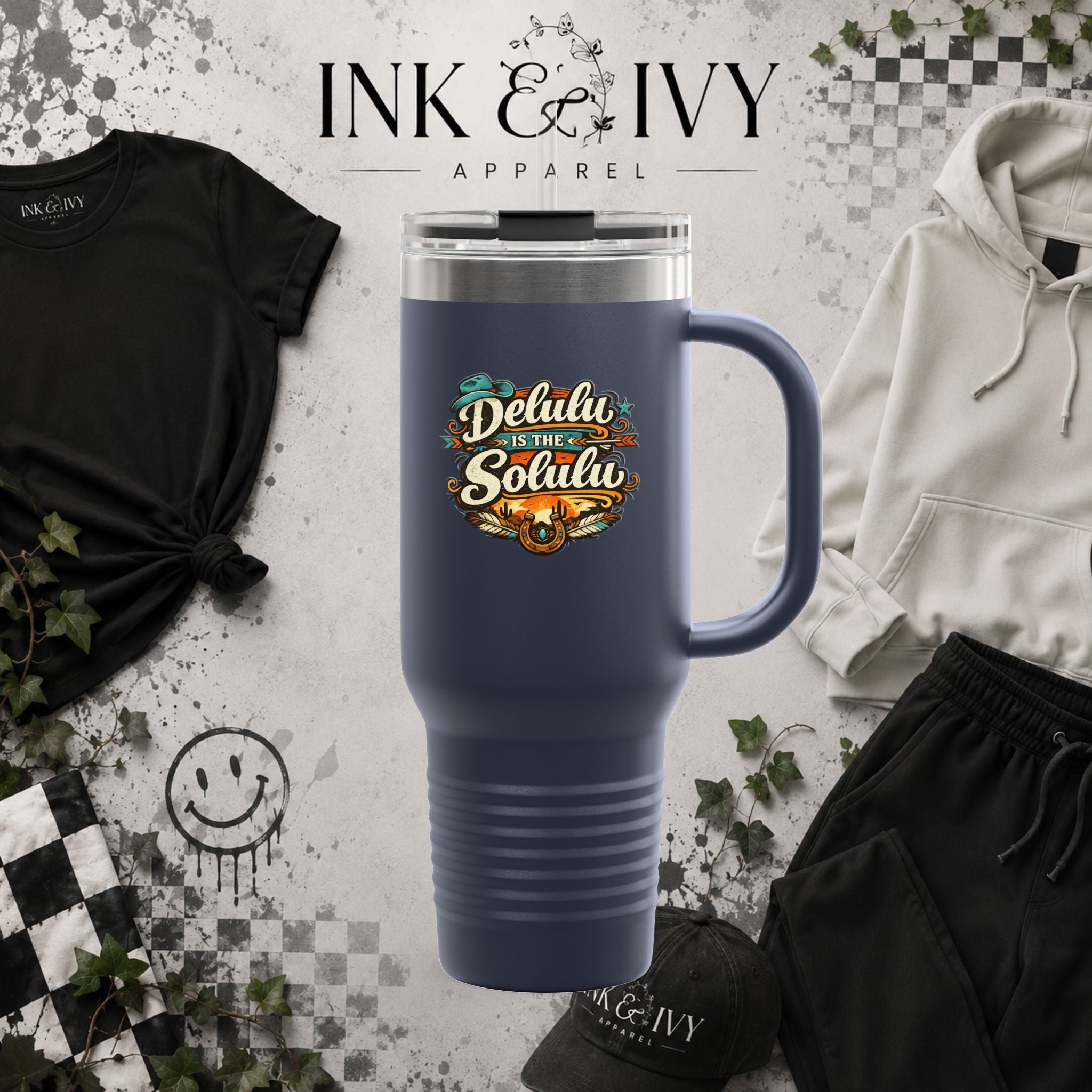 40oz Insulated Travel Mug – 'Delulu in the Solulu' Printify