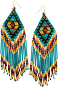 WESTERN AZTEC PATTERN SEED BEAD TASSEL EARRING Wild Cactus Boutique