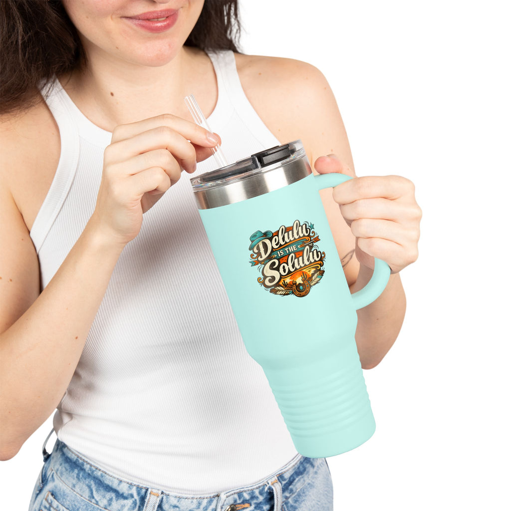 40oz Insulated Travel Mug – 'Delulu in the Solulu' Printify