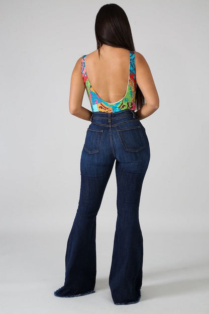 Kara's Button Retro Bell Bottoms Wild Cactus Boutique
