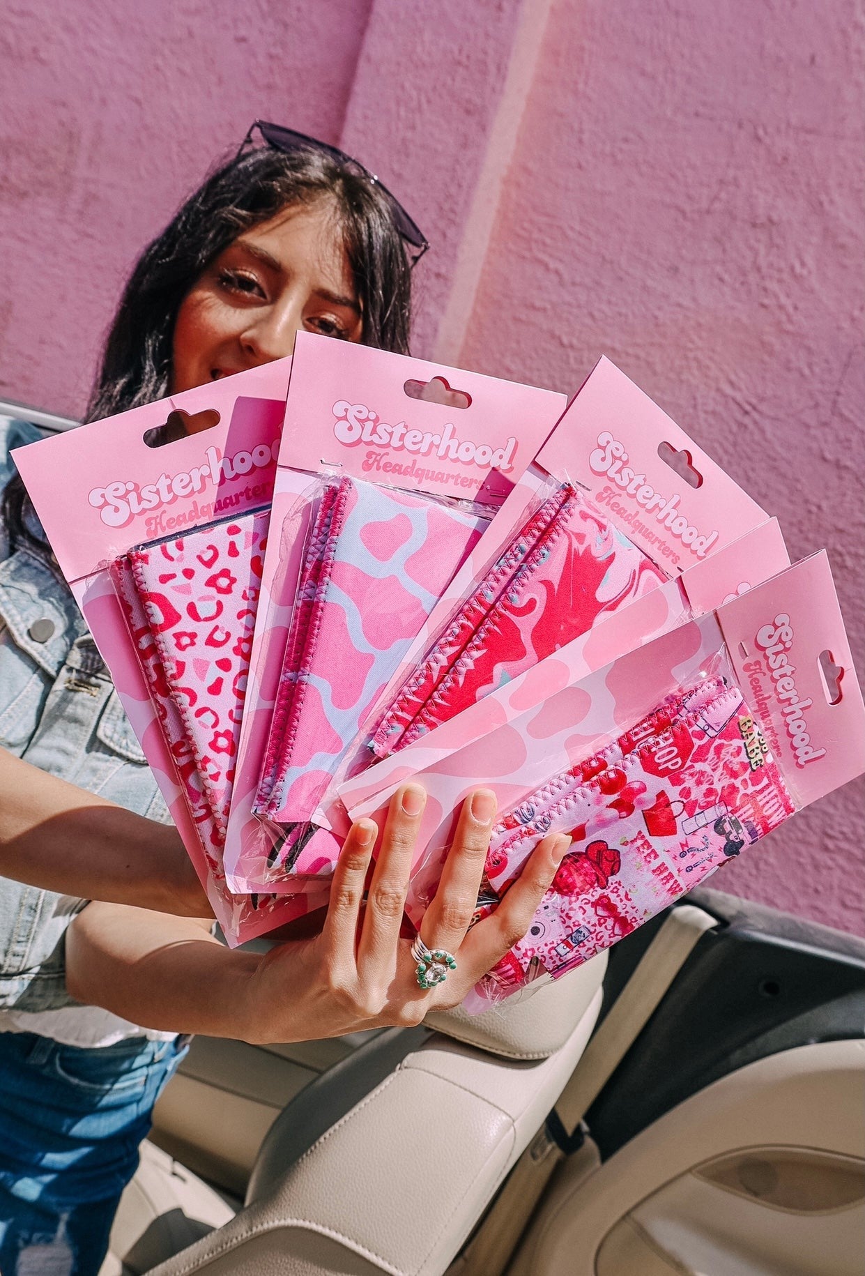PINK COW PRINT TALL COOZIE 2-PACK Wild Cactus Boutique